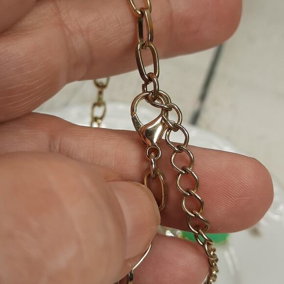 Green & Gold Colored Statement Bib Necklace Teardrop Cabochons Clear Rhinestones - Picture 4 of 5